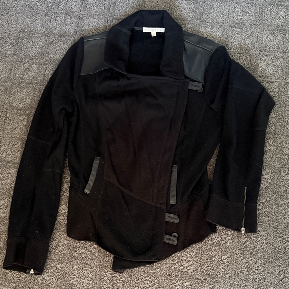 Burning Torch cashmere and leather jacket